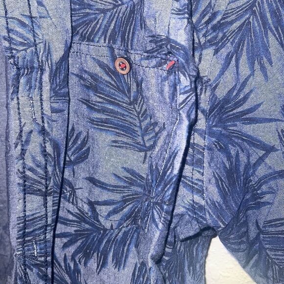 Mens XL Paper Denim & Cloth Button Down Short Sleeve Casual Shirt Navy - Pocket - Picture 3 of 3